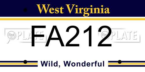 FA212 West Virginia License Plate