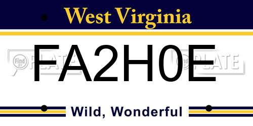 FA2H0E West Virginia License Plate