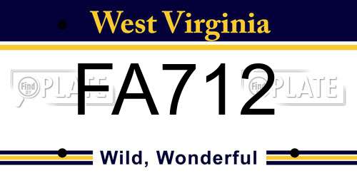 FA712 West Virginia License Plate