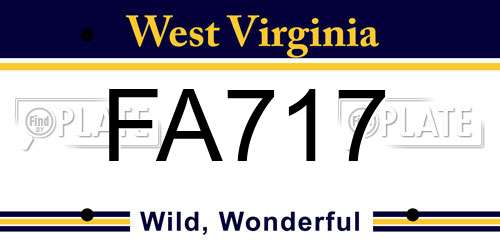 FA717 West Virginia License Plate