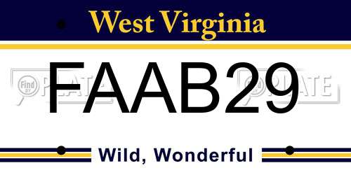 FAAB29 West Virginia License Plate