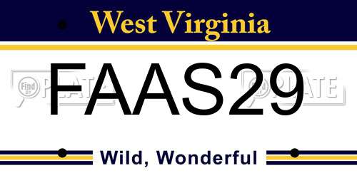 FAAS29 West Virginia License Plate