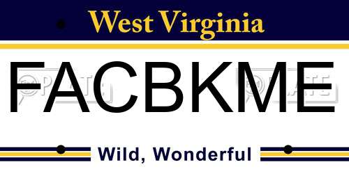 FACBKME West Virginia License Plate