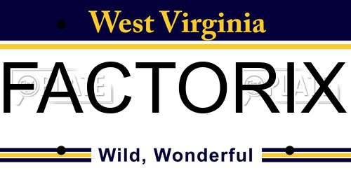 FACTORIX West Virginia License Plate