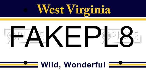 FAKEPL8 West Virginia License Plate