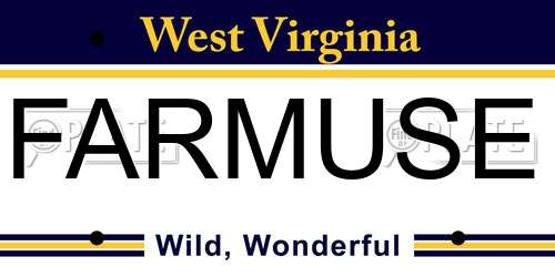 FARMUSE West Virginia License Plate