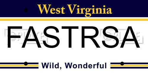 FASTRSA West Virginia License Plate