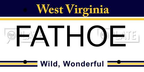 FATHOE West Virginia License Plate