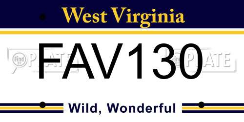FAV130 West Virginia License Plate