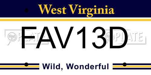 FAV13D West Virginia License Plate