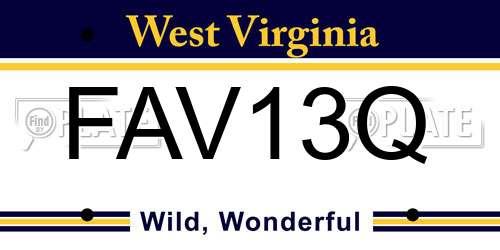 FAV13Q West Virginia License Plate