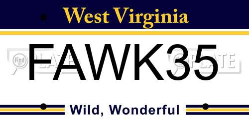 FAWK35 West Virginia License Plate