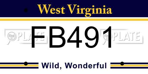 FB491 West Virginia License Plate