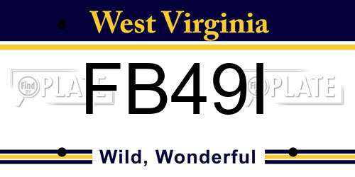 FB49I West Virginia License Plate
