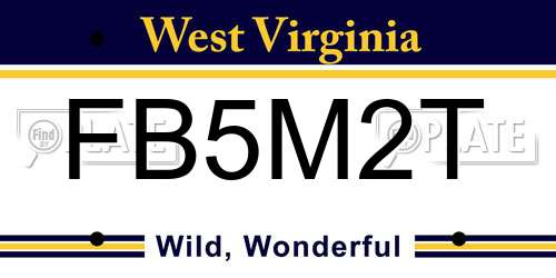 FB5M2T West Virginia License Plate