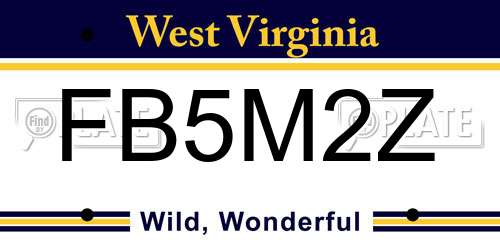 FB5M2Z West Virginia License Plate