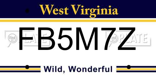 FB5M7Z West Virginia License Plate