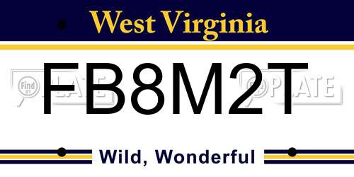 FB8M2T West Virginia License Plate