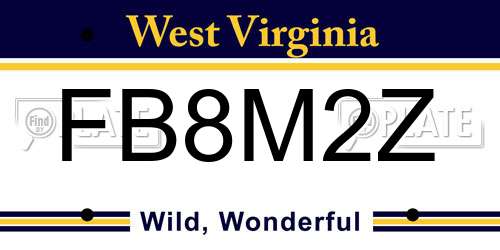 FB8M2Z West Virginia License Plate
