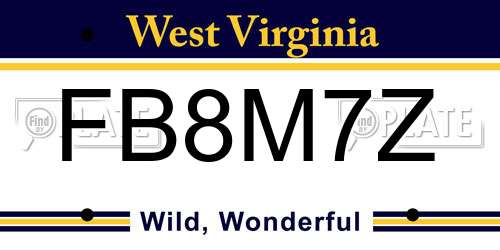 FB8M7Z West Virginia License Plate