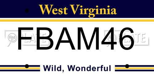FBAM46 West Virginia License Plate