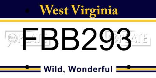 FBB293 West Virginia License Plate