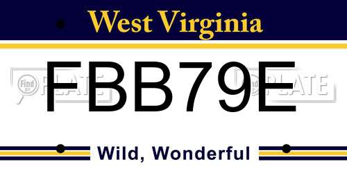FBB79E West Virginia License Plate