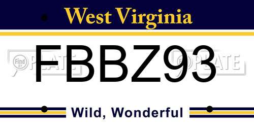FBBZ93 West Virginia License Plate