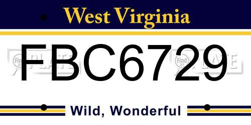 FBC6729 West Virginia License Plate