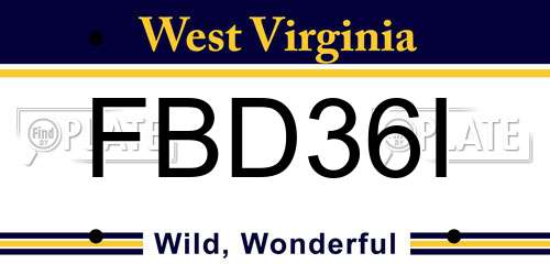 FBD36I West Virginia License Plate