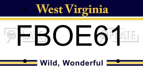 FBOE61 West Virginia License Plate