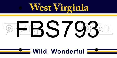 FBS793 West Virginia License Plate