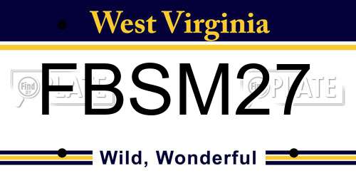 FBSM27 West Virginia License Plate