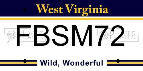 FBSM72 West Virginia License Plate