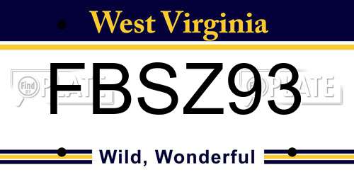 FBSZ93 West Virginia License Plate