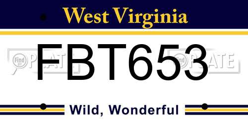 FBT653 West Virginia License Plate