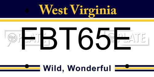 FBT65E West Virginia License Plate