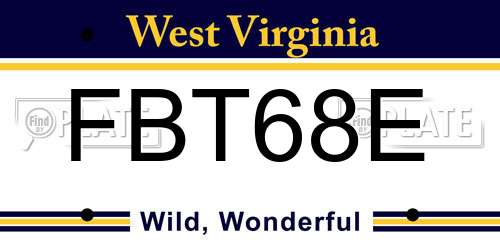 FBT68E West Virginia License Plate