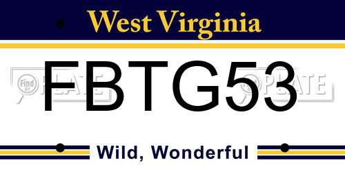 FBTG53 West Virginia License Plate