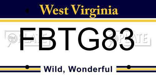 FBTG83 West Virginia License Plate