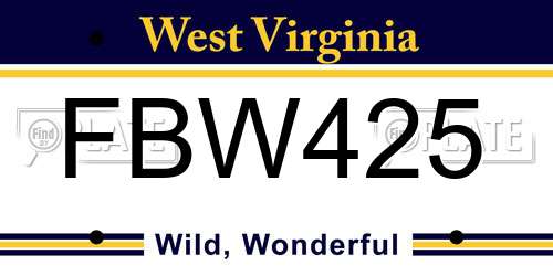 FBW425 West Virginia License Plate