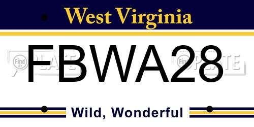FBWA28 West Virginia License Plate