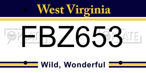 FBZ653 West Virginia License Plate