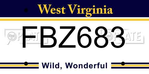 FBZ683 West Virginia License Plate