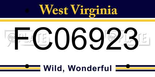 FC06923 West Virginia License Plate
