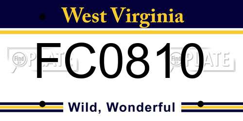 FC0810 West Virginia License Plate