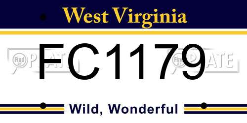 FC1179 West Virginia License Plate