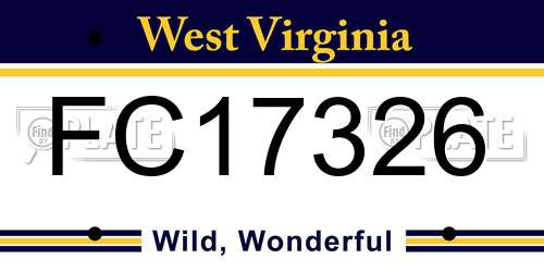 FC17326 West Virginia License Plate