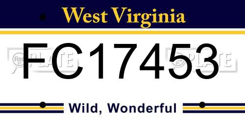 FC17453 West Virginia License Plate