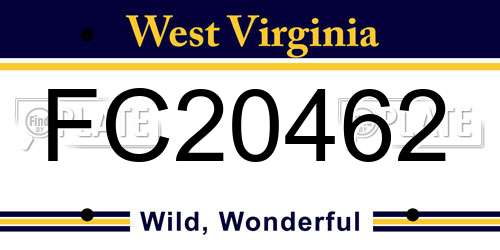 FC20462 West Virginia License Plate